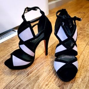 Suede open toe pumps